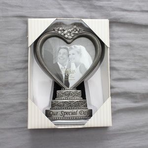 New Wedding Cake Heart Frame 3x4 in. Silver Pewter